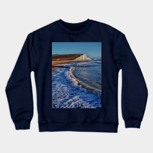 The Seven Sisters from the beach, East Sussex Crewneck Sweatshirt